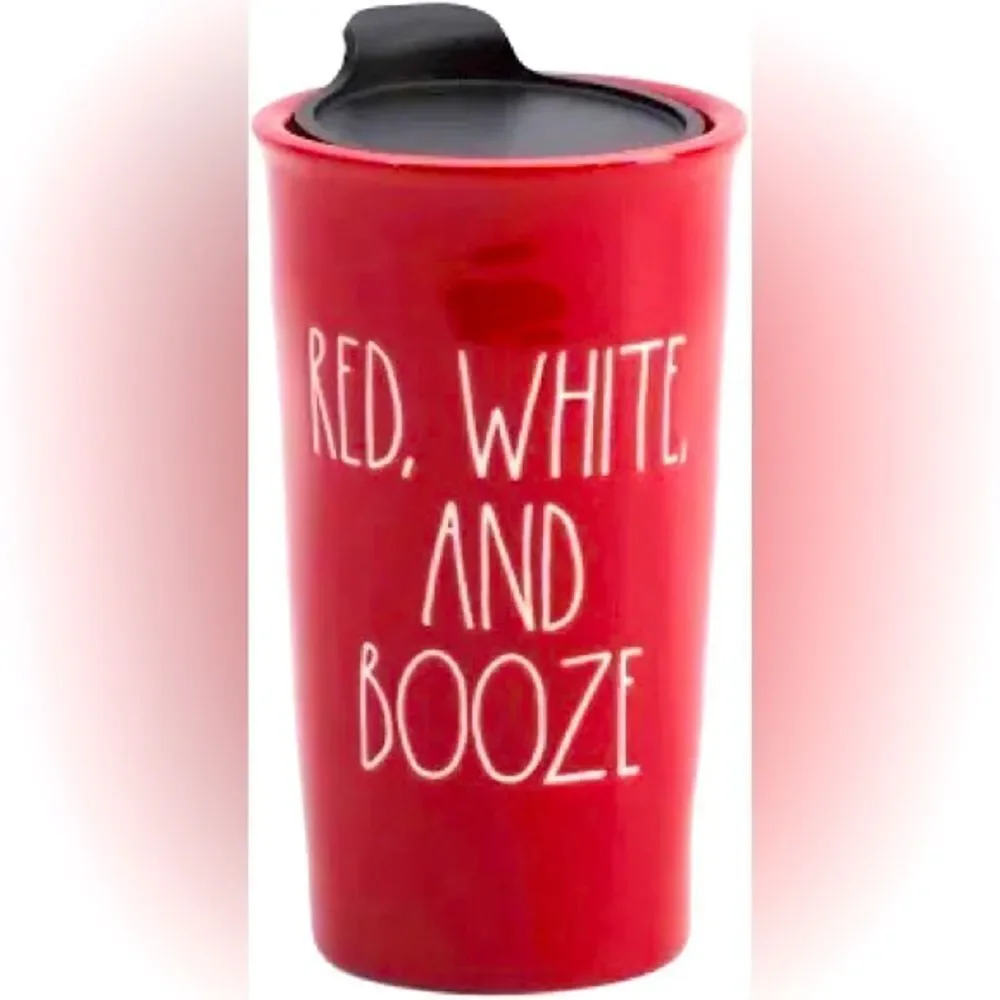 Rae Dunn ceramic red coffee tumbler mug